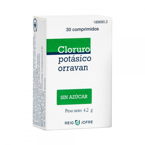 Cloruro potásico 30 comprimidos sin azúcar
