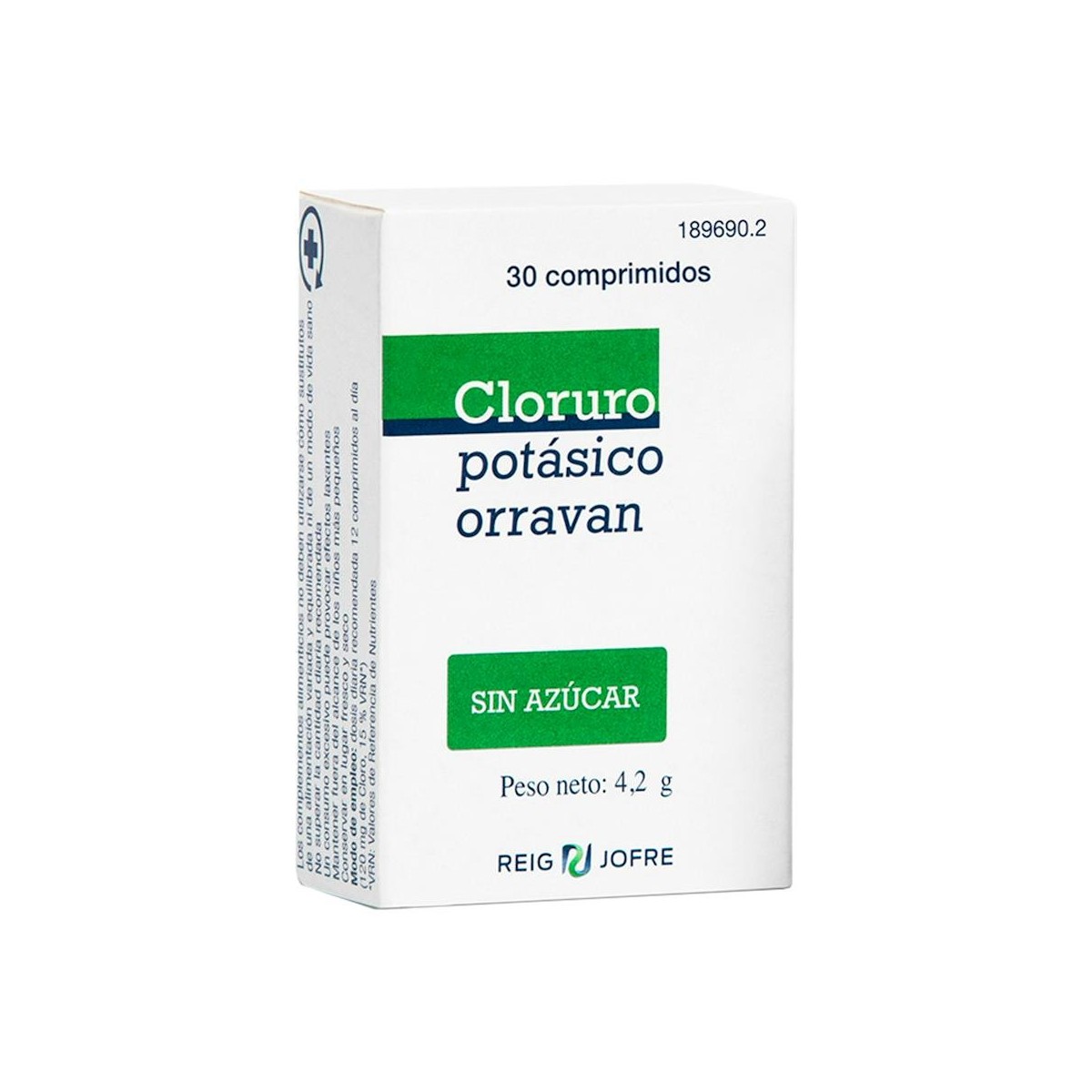 Cloruro potásico 30 comprimidos sin azúcar