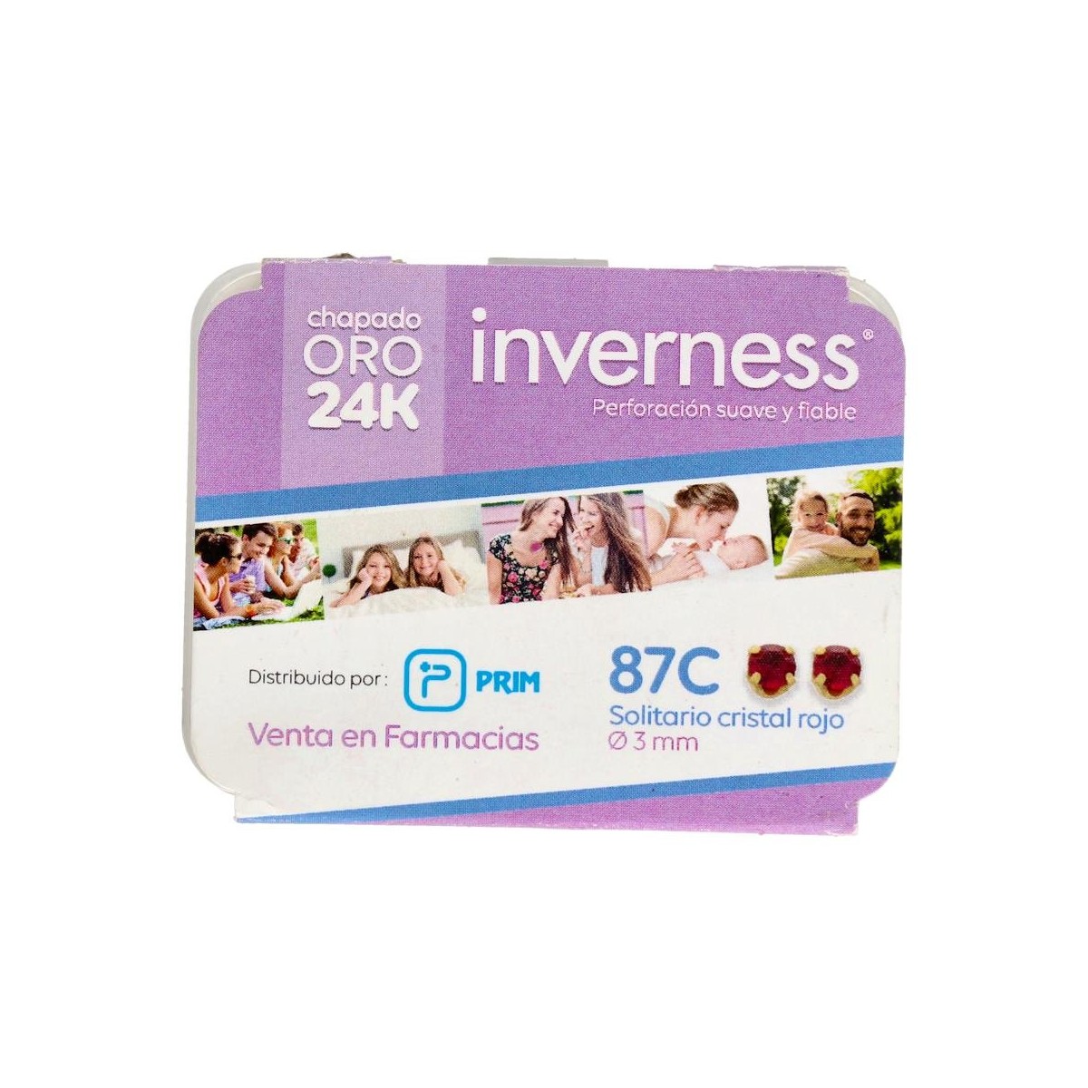 Pendiente Prim Inv 87C 24K-Solit Rojo 3 Mm 2 U
