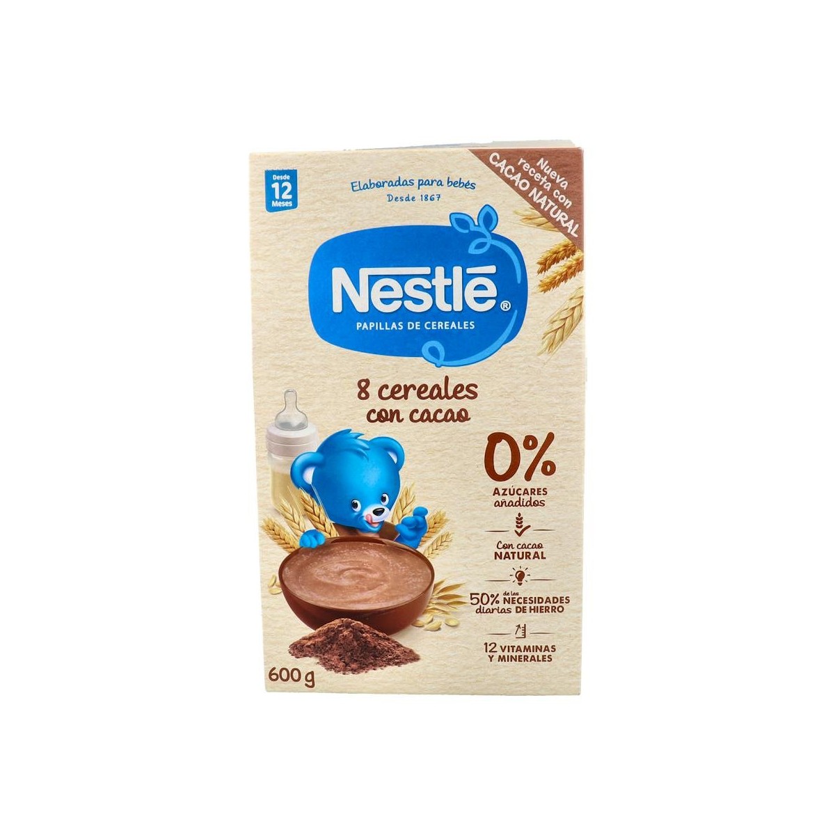 Nestle 8 Cereales Cacao S/Leche 600 G