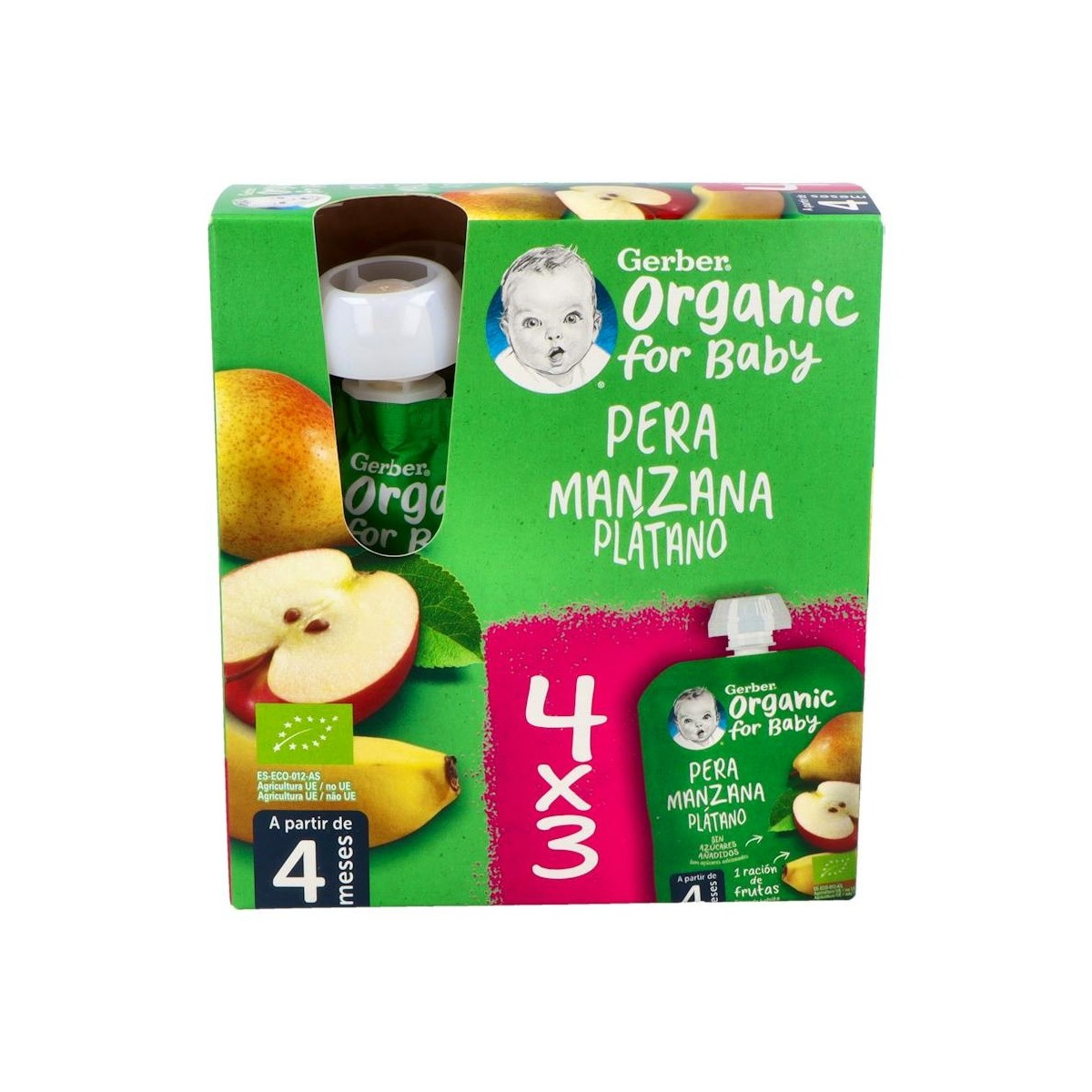 GERBER POUCH PERA, MANZANA Y PLATANO 90 G