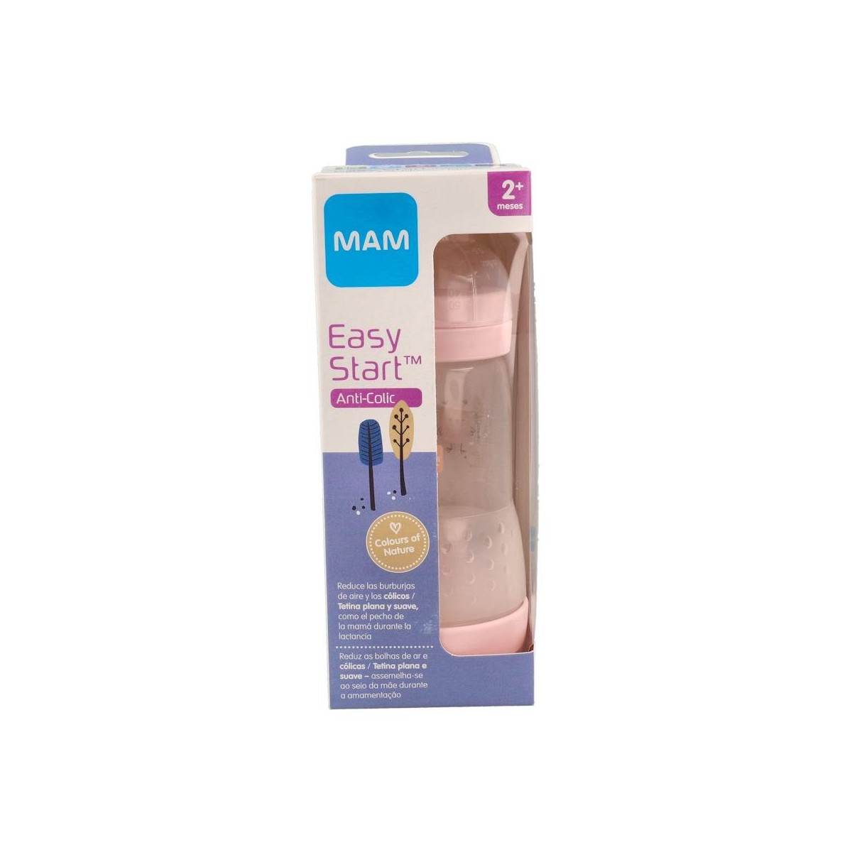 BIBERON MAM ANTI-COLIC 260ML MATT - ROSA