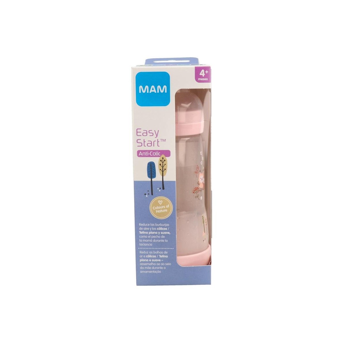 BIBERON MAM ANTI-COLIC 320ML MATT - ROSA