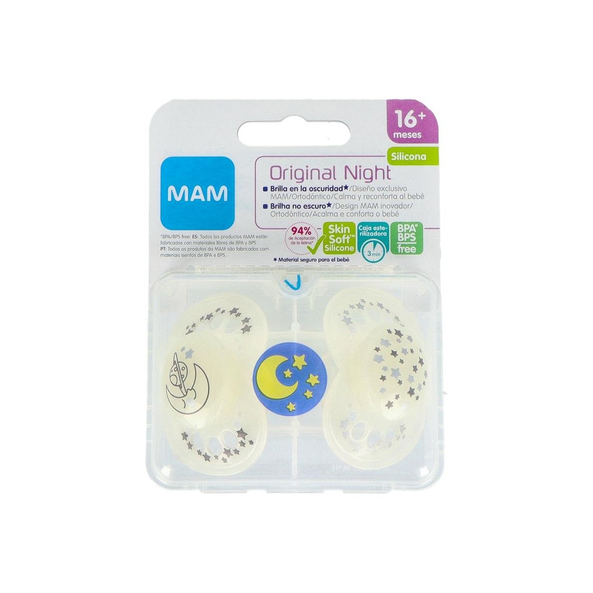 CHUPETE MAM ORIGINAL NIGHT SILIC +16 M UNISEX 2 U