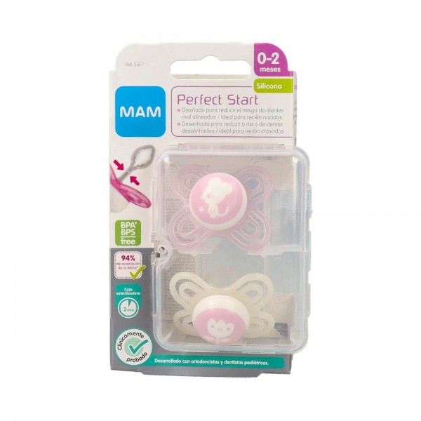 CHUPETE MAM PERFECT START ROSA 0-2M PACK DOBLE